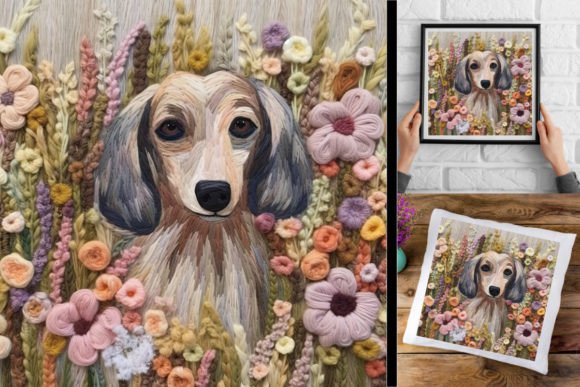 3D Wool Embroidery Dachshund