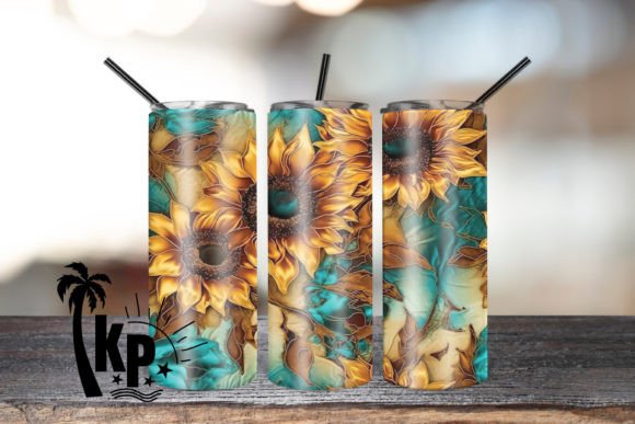 Alcohol Ink 3D Embroidery Sunflower Wrap