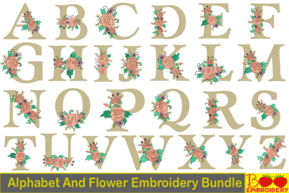 Alphabet and Flower Embroidery Bundle