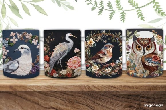 Bird Embroidery Mug 11 Oz Bundle