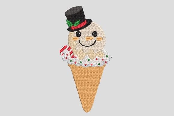Christmas Candy Ice Cream Cone Embroidery