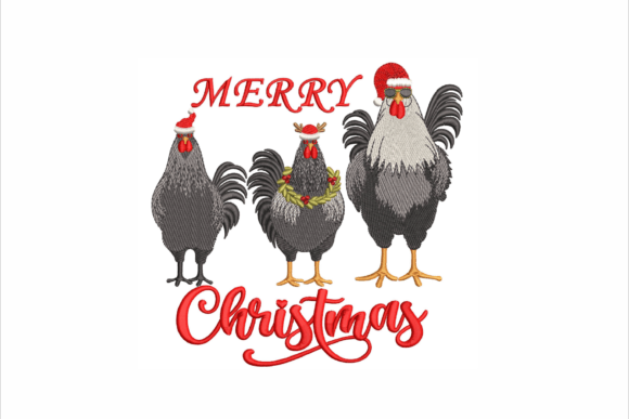 Christmas Chickens Embroidery Design