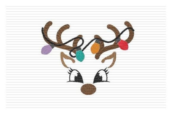 Christmas Deer Face Cute Reindeer Embroidery