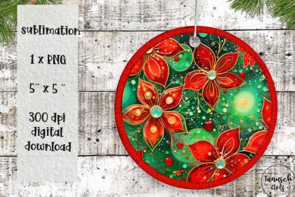 Christmas Embroidery Poinsettia Ornament