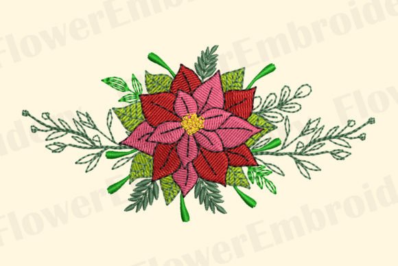 Christmas Flowers Machine Embroidery