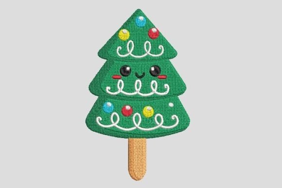 Christmas Noel Tree Ice Cream Embroidery