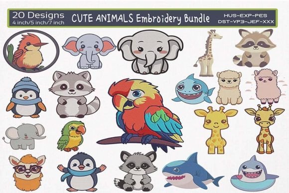 Cute Animals Embroidery Bundle
