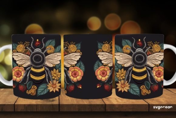 Embroidery Bee Mug Wrap Sublimation