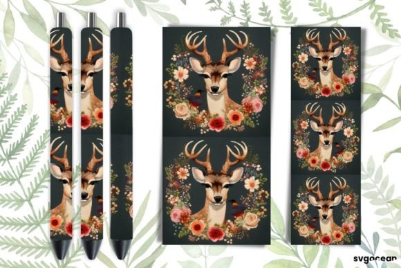 Embroidery Deer Pen Wraps Sublimation
