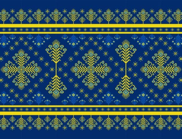 Embroidery Ethnic Floral Border Pattern