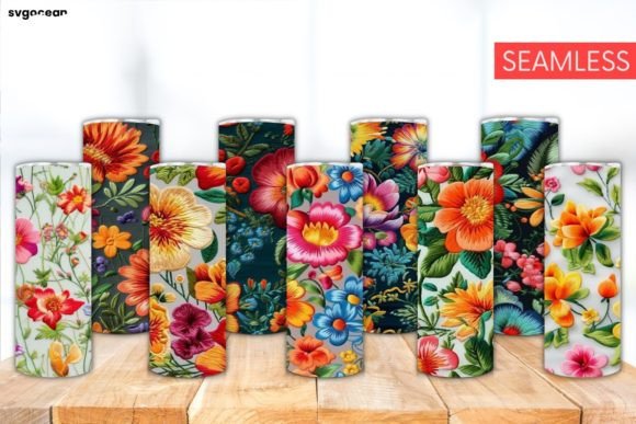 Embroidery Flowers Tumbler Bundle