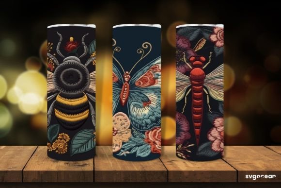 Embroidery Insects Tumbler Sublimation