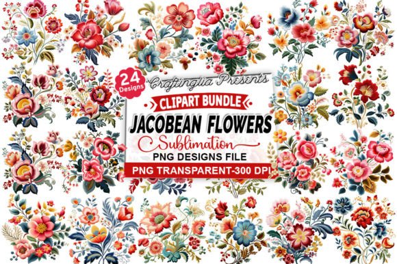 Embroidery Jacobean Flowers Sublimation