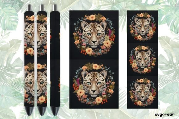 Embroidery Leopard Pen Wraps Sublimation