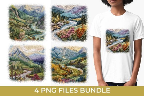 Embroidery Mountain Landscape