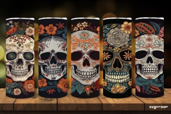 Embroidery Skull Tumbler Sublimation