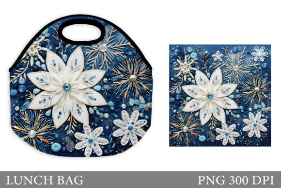 Embroidery Snowflakes Lunch Bag Design