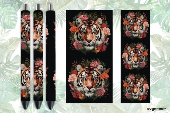 Embroidery Tiger Pen Wraps Sublimation
