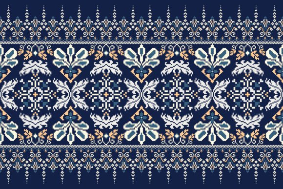 Floral Cross Stitch Embroidery Vector