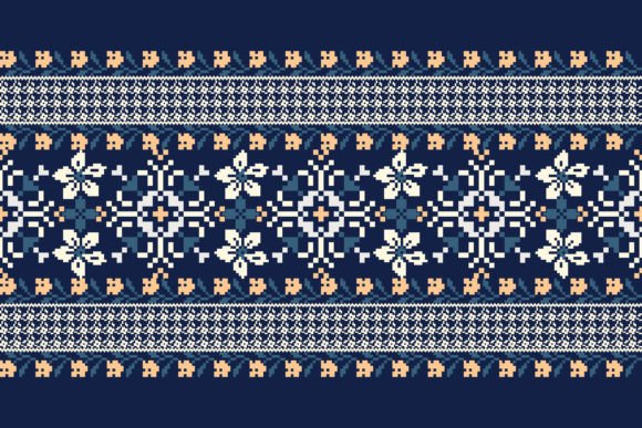 Floral Pixel Art Pattern Embroidery