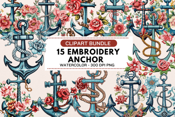 FREE Embroidery Anchor Clipart Bundle