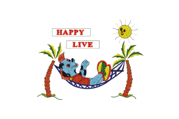 Happy Dog Embroidery Design