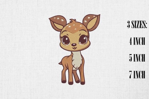 Kawaii Deer Embroidery Design