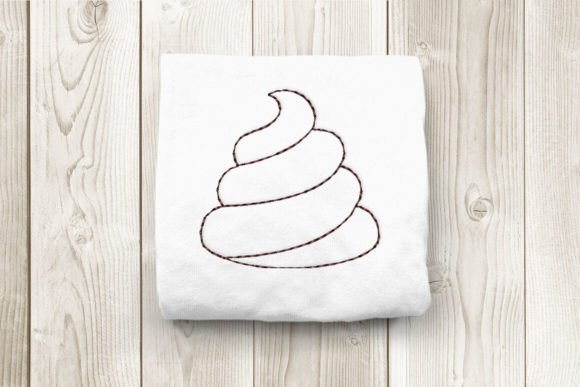 Poop Emoji Linework Embroidery