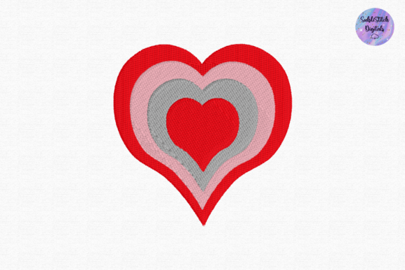 Retro Heart Embroidery Design