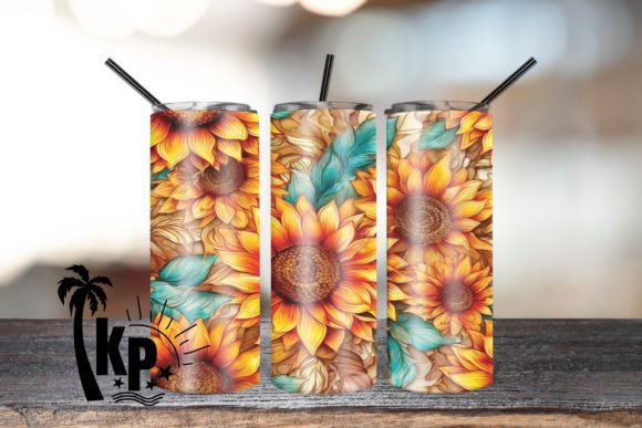 Sunflower Alcohol Ink 3D Embroidery Wrap